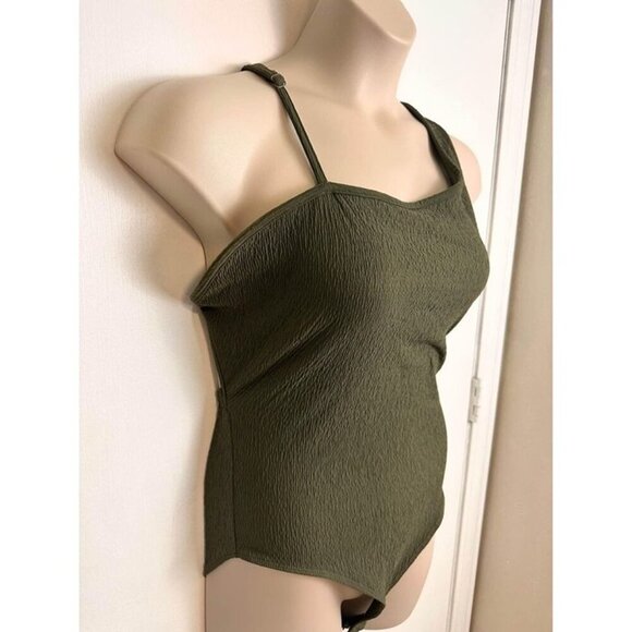Bodysuit Olive Green Asymmetrical with adjustable straps size XL #0738 - Picture 2 of 9